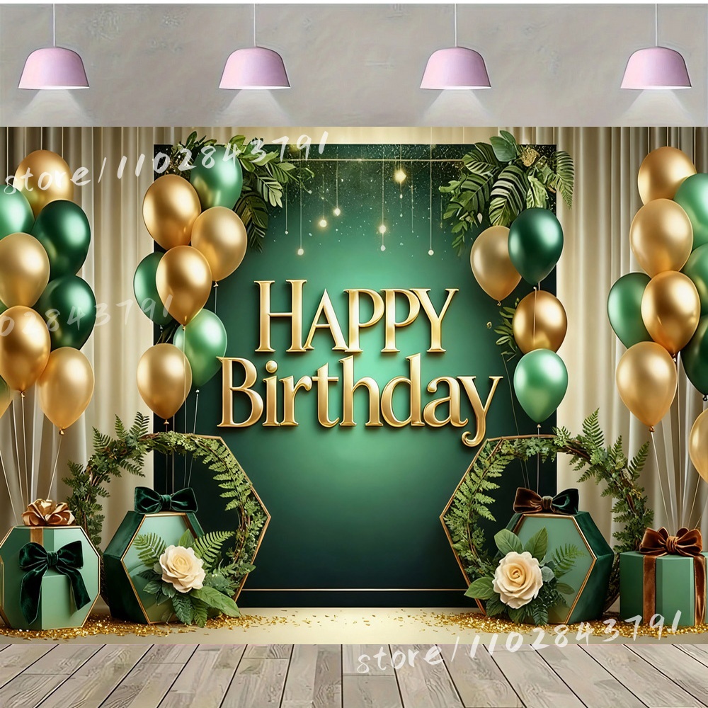 Photography Dark Cloth - Dark Emerald Green And Gold Happy