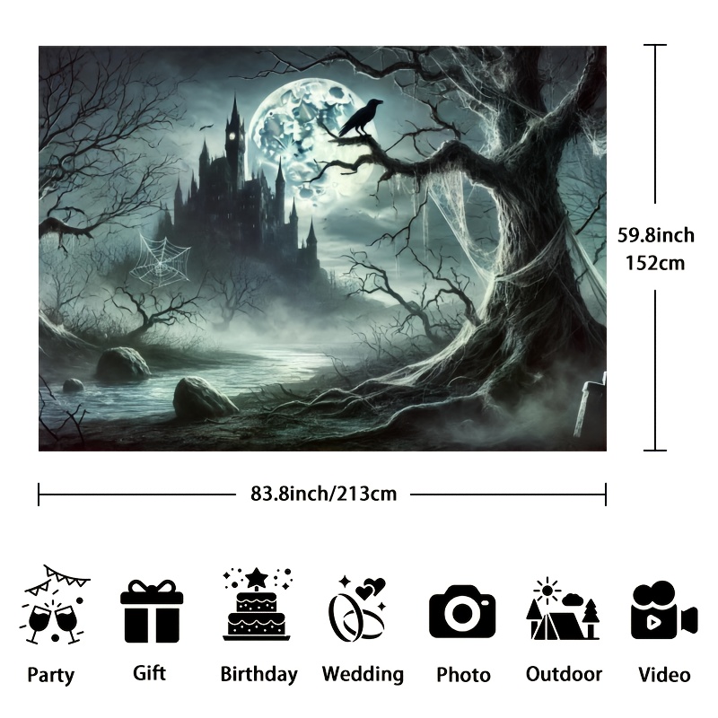 Ghost Castle Halloween Backgro - Photography Dark Cloth 评论和价格