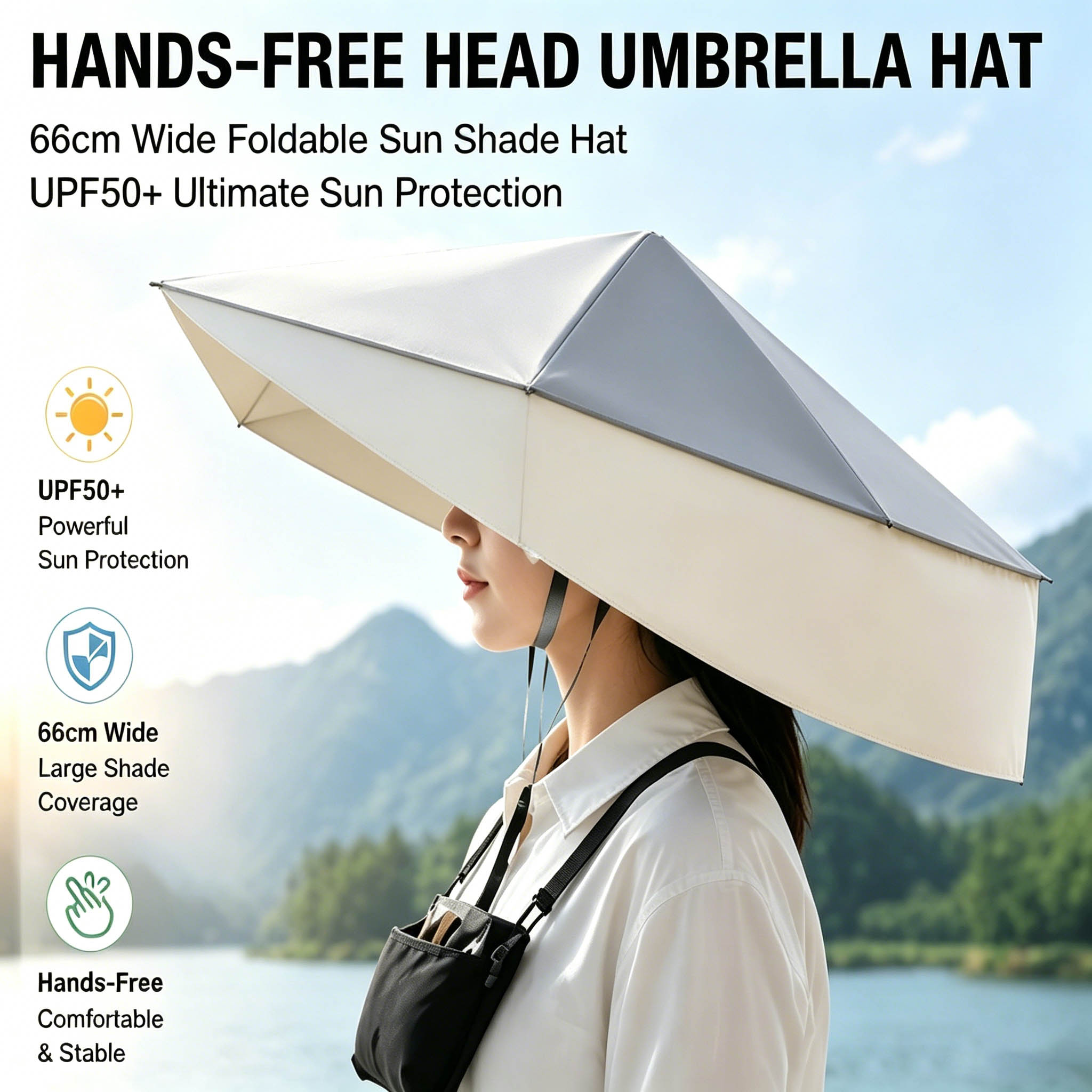 UPF50 +Foldable Hands-Free Hea - Photography Umbrella 评论和价格
