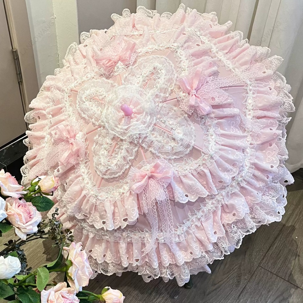 Handmade Pink Floral Heart Lac - Photography Umbrella 评论和价格