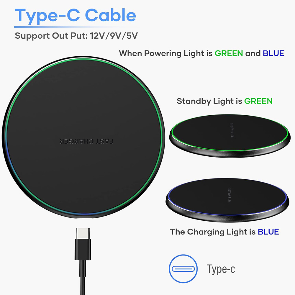 15W Fast Wireless Charger Pad  - Tethering Cable Usb 评论和价格